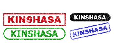 KINSHASA Dikdörtgen Damga Mührü Grunge Dokusunu Kullanarak