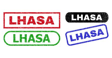 Grunge Biçimini Kullanarak LHASA Dikdörtgen Mühürleri