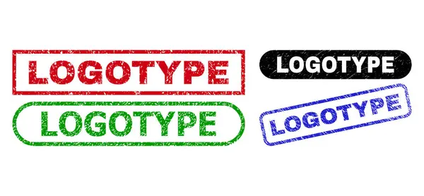 LOGOTYPE rechthoek stempels met behulp van onreine stijl — Stockvector