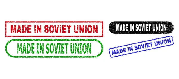 MADE IN SOVIET UNION Rektangulära stämplar med Corroded Texture — Stock vektor