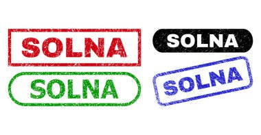 Grunge Biçimini Kullanarak SOLNA Dikdörtgen Mühürleri