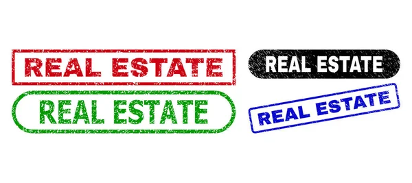 REAL ESTATE Rectangle Seals Using Corroded Texture — Stock Vector