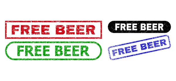 Sellos de sello rectángulo de cerveza GRATIS con textura rechinada — Vector de stock