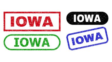 IOWA Dikdörtgen Damga Mührü Çizik Doku