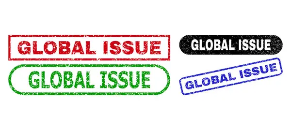 Prostokątne znaczki GLOBAL ISSUE z powierzchnią zagrożenia — Wektor stockowy