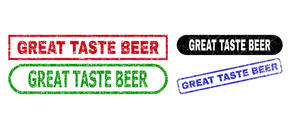 GREAT TASTE cervejas retângulo selos usando estilo impuro — Vetor de Stock