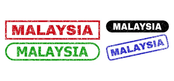Selos retangulares MALAYSIA com superfície de borracha —  Vetores de Stock