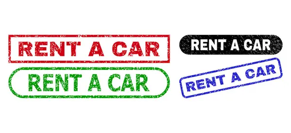 RENT A CAR Rectangle Watermarks Using Rubber Surface — Stock Vector