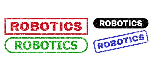 Σφραγίδες ορθογωνίου ROBOTICS χρησιμοποιώντας Scratched επιφάνεια — Διανυσματικό Αρχείο