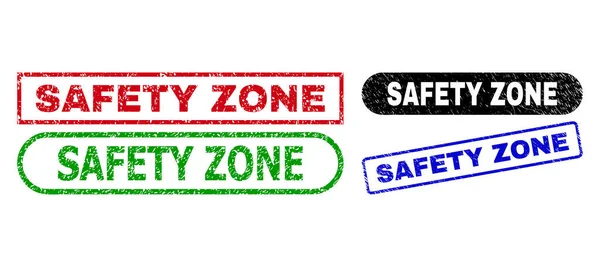 SAFETY ZONE Rectangle Watermarks with Scratched Style — Stock Vector