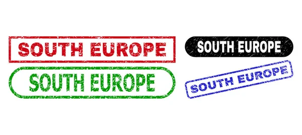 EUROPE DU SUD Timbres rectangulaires utilisant un style corrodé — Image vectorielle