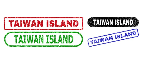Prostokątne uszczelnienia znaczników TAJWAN ISLAND wykorzystujące skorodowaną powierzchnię — Wektor stockowy