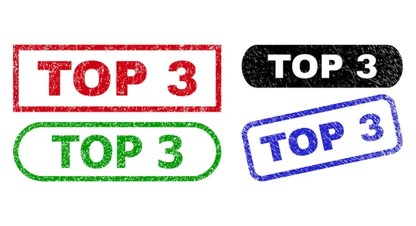 TOP 3 Téglalap Vízjelek korrodált felülettel — Stock Vector