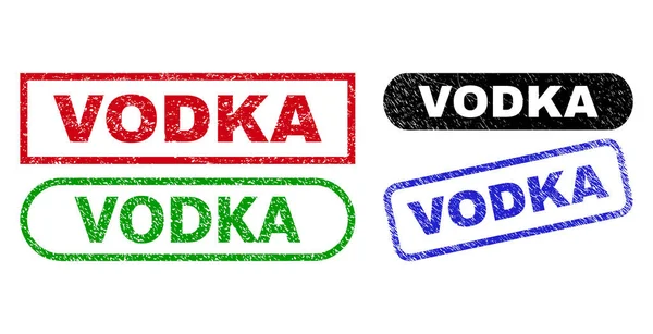 VODKA Rechteck-Stempelsiegel mit Seenottextur — Stockvektor