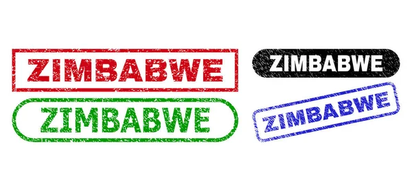 ZIMBABWE Rechteck-Stempeldichtungen mit Gummioberfläche — Stockvektor