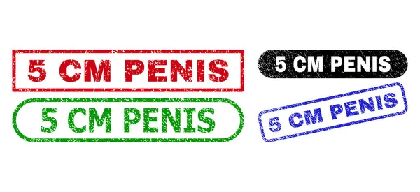 5 CM PENIS Rectangle Stamp Seals Using Scratched Style — Vetor de Stock