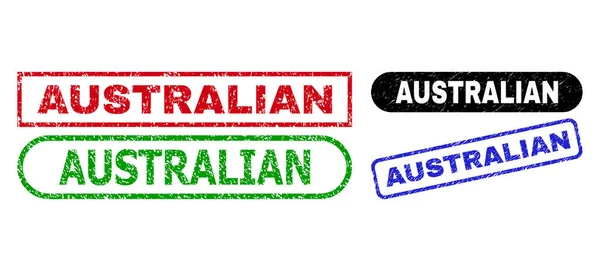 Selos de retângulo AUSTRALIAN com estilo impuro — Vetor de Stock