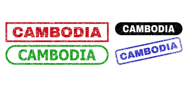 Selos de selo de retângulo CAMBODIA com estilo de borracha — Vetor de Stock