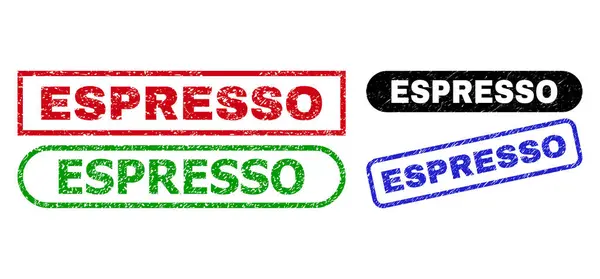 Prostokątne znaczki ESPRESSO z gumową powierzchnią — Wektor stockowy