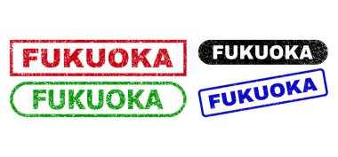 Grunge Biçimli FUKUOKA Dikdörtgen Damgaları