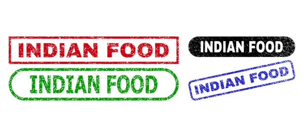 INDIAN FOOD Rectangle Watermark Menggunakan Permukaan Tidak Bersih - Stok Vektor
