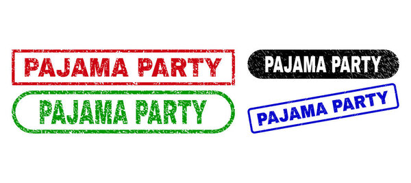 PAJAMA PARTY Rectangle Stamp Seals with Grunge Texture