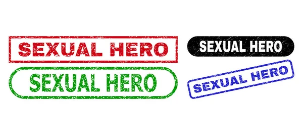 采用橡胶纹理的SEXUAL HERO矩形水印 — 图库矢量图片