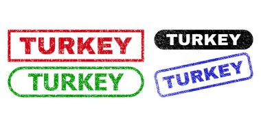 Yüzeyi çizilmiş TURKEY Dikdörtgen Mühürleri
