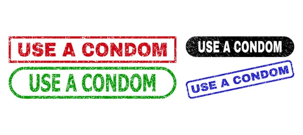 UTILISER UNE CONDOM Filigranes rectangulaires avec texture rayée — Image vectorielle