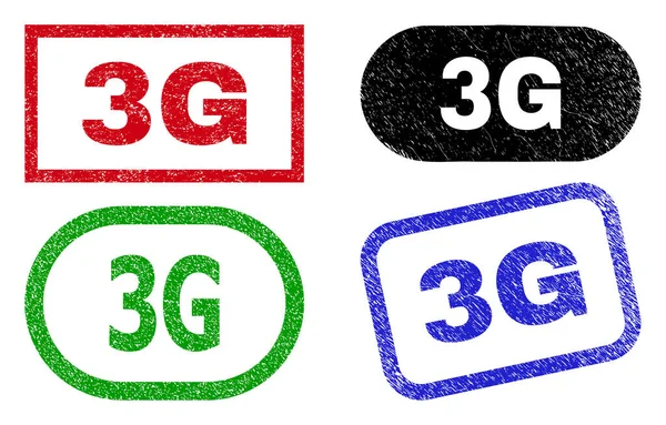 Carimbos de retângulo 3G com superfície cortada —  Vetores de Stock