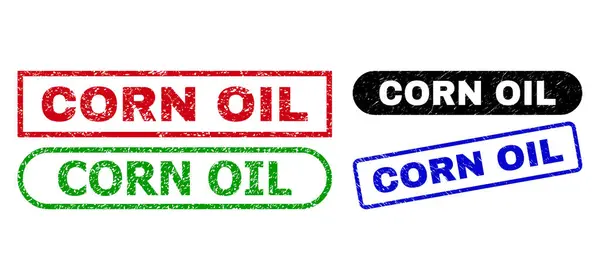 Pieczątki CORN OIL Rectangle o skorodowanej fakturze — Wektor stockowy