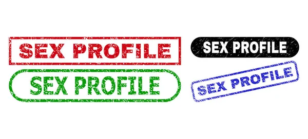SEX PROFILE Téglalap Vízjelek Tisztátalan textúra használatával — Stock Vector