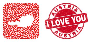 Mühür Mührü ve Avusturya Haritası Sevimli Kalpler Mozaiği