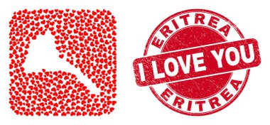 Filigran Mührü ve Eritre Haritası Kalp Ters Mozaiği