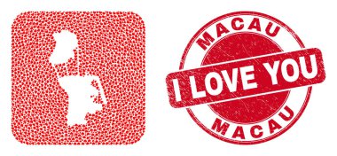 Filigran Rozeti ve Macau Haritası Sevimli Kalp Deliği Mozaiği