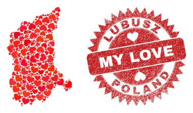 Love Grunge Damgam ve Lubusz Voyvoda Haritam Sevimli Kalp Mozaiği