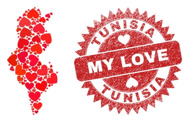 Aşkım Çizik Mührü ve Tunus Haritası Kalp Mozaiği
