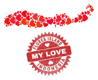 Benim Aşk Kauçuk Mührüm ve Endonezya 'nın Flores Adası Güzel Kalp Mozaiğim