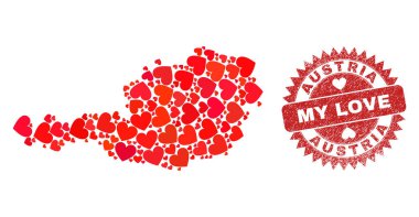 Aşk Damgam ve Avusturya Haritam Kalp Mozaiği