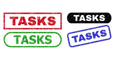 Grunged Surface ile TASKS Dikdörtgen Damgaları