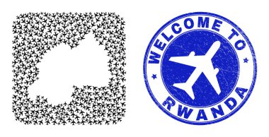 Hoş geldiniz Lastik Mühür ve Ruanda Harita Havacılık Deliği Mozaiği