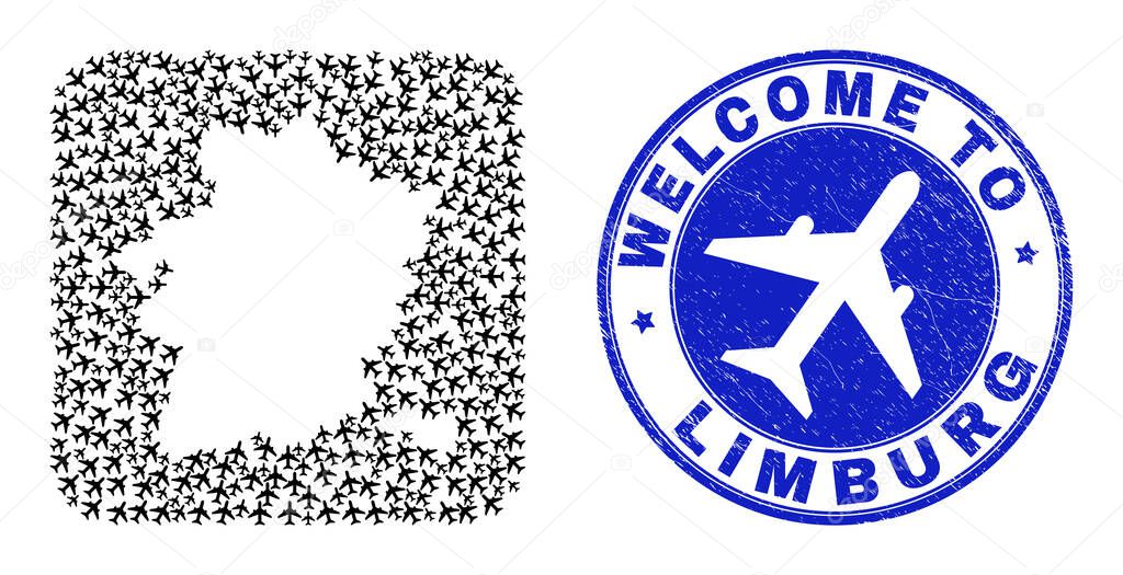 Welcome Watermark Seal and Limburg Province Map Airflight Stencil Mosaic