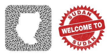 Çizilmiş Damga ve Sudan Harita Hareketi Çıkarılmış Mozaiğe Hoşgeldiniz