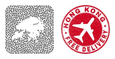 Ücretsiz Teslimat Kazınmış Damga ve Hong Kong Harita Uçak Çıkarılmış Mozaik