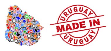 Endüstriyel Kolaj Uruguay Haritası ve Kauçuk Damgalı Yapım