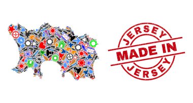 Bilim Mozaiği Jersey Adası Haritası ve Çizik Lastik Damgalı Yapım