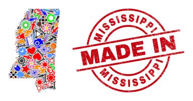 Hizmet Mozaiği Mississippi Eyalet Haritası ve Dokulu Mühür Yapımı