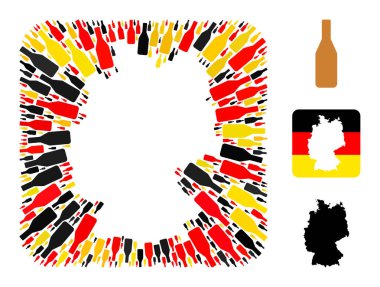 Alman Bayrak Renklerinde Bira Şişesi Simgelerinin Alman Haritası Çıkarma Kolajı