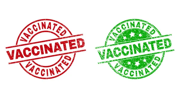 Uszczelnienia okrągłe VACCINATED przy użyciu skorodowanej tekstury — Wektor stockowy