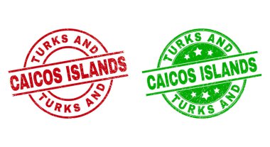 TURKS VE CAICOS Adaları Grunged Style ile Yuvarlak Mühürlü
